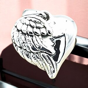 Cherished Heart with Angel Wings Pendant 925 Sterling Silver,18&quot; Cable Link Necklace Optional, Sentimental Birthday or Valentine&#39;s Gift 1234