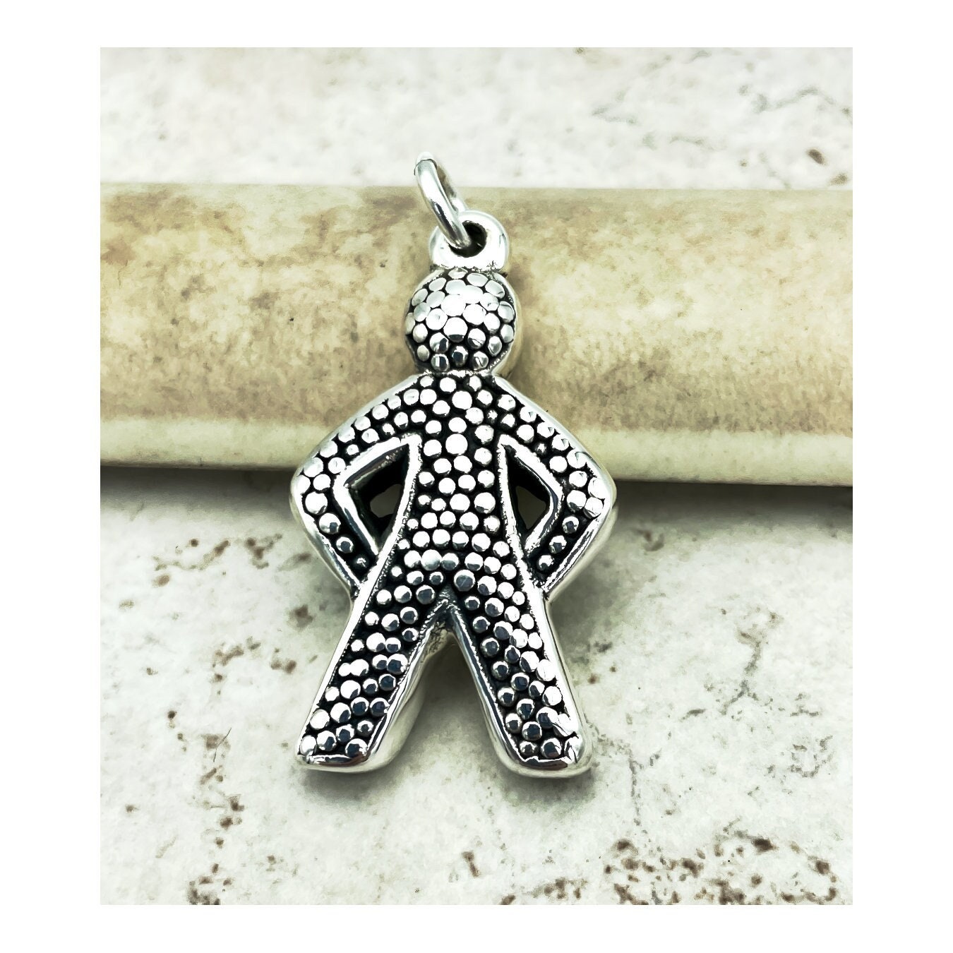 925 Sterling Silver Dotted Design Human Figure Pendant Necklace  Lightweight, 925 Sterling Silver 18 Cable Link Necklace Optional 1504 - Etsy