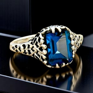 Vintage 2 Carat Natural London Blue Topaz Filigree Ring - 925 Sterling Silver 687