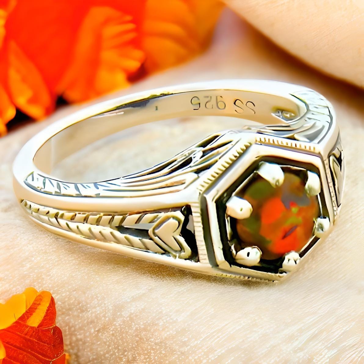 Sterling Silver Ring With Heart Design - Etsy