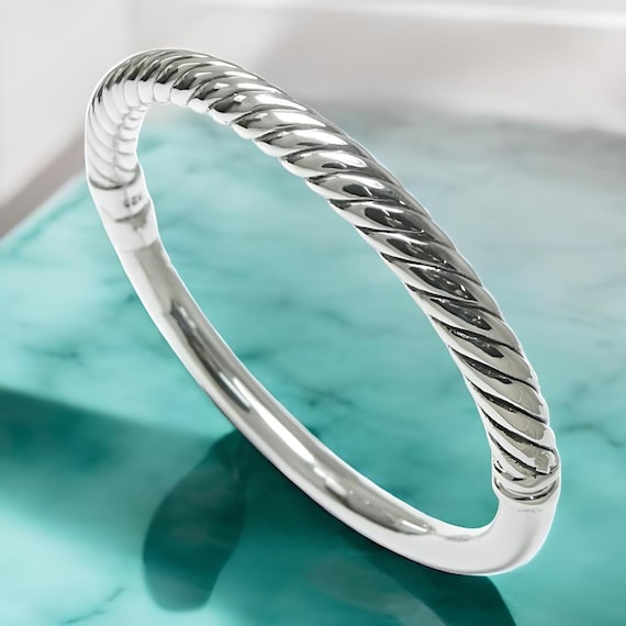 Twisted Silver Bracelet - 925 Sterling Lightweight Bangle