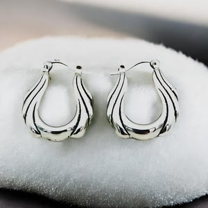 Wave Hoop Earrings in Sterling Silver - 925 Latch Back, Lightweight Elegance-Unique Gift for Her Jewelry Collection,Ideal Birthday Gift 1289