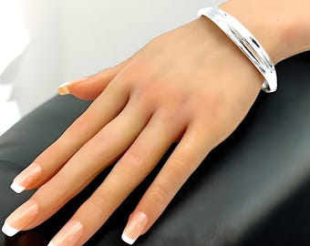アクセサリー silver 925 simple design bangle 925 Sterling Silver Rolling Bangle - Sleek Simple Design, 6