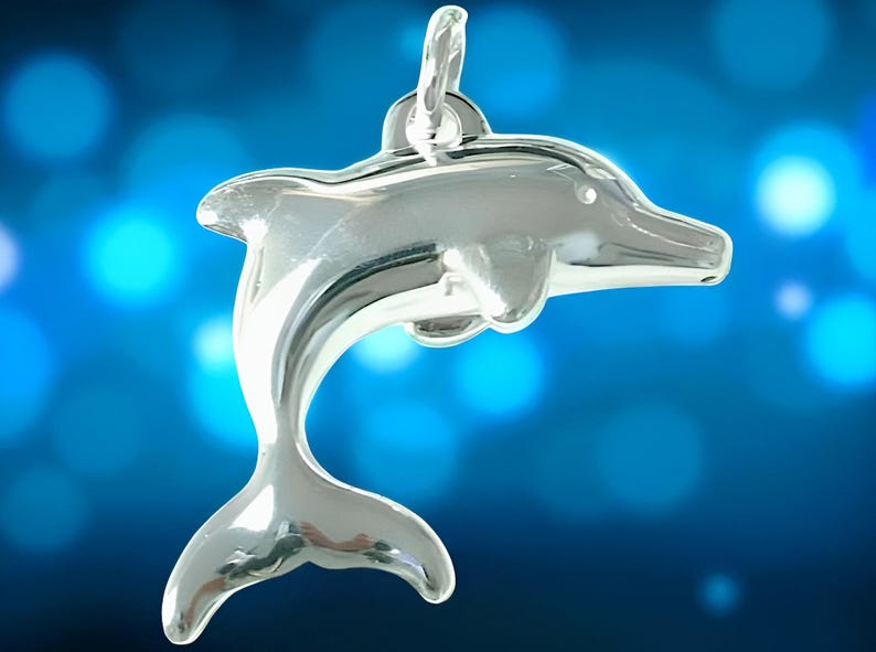 925 Sterling Silver Dolphin Pendant: Lightweight Ocean-Inspired Charm 1624 Pendant Only