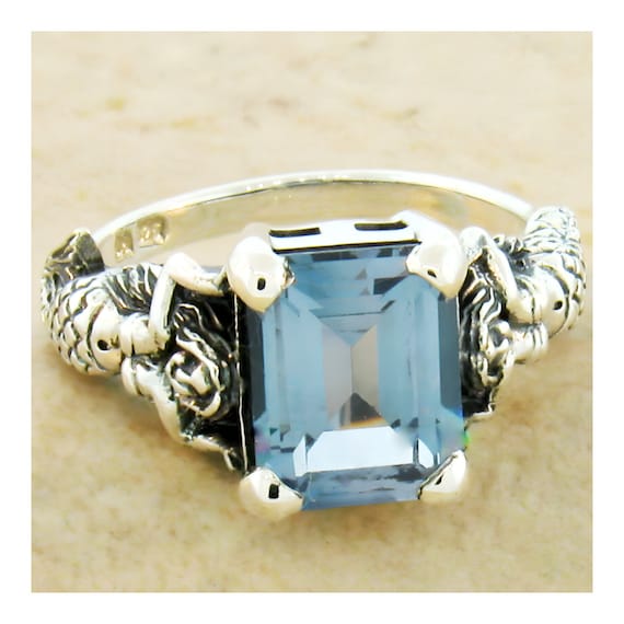 Vintage Estate Aquamarine Mermaid Ring In 925 Sol… - image 2