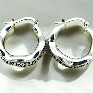 Sterling Silver Dot Hoops, Delicate 925 Lightweight Latch Back Earrings, Fashionable Accessory, Unique Birthday Gift Present for Women, 1432