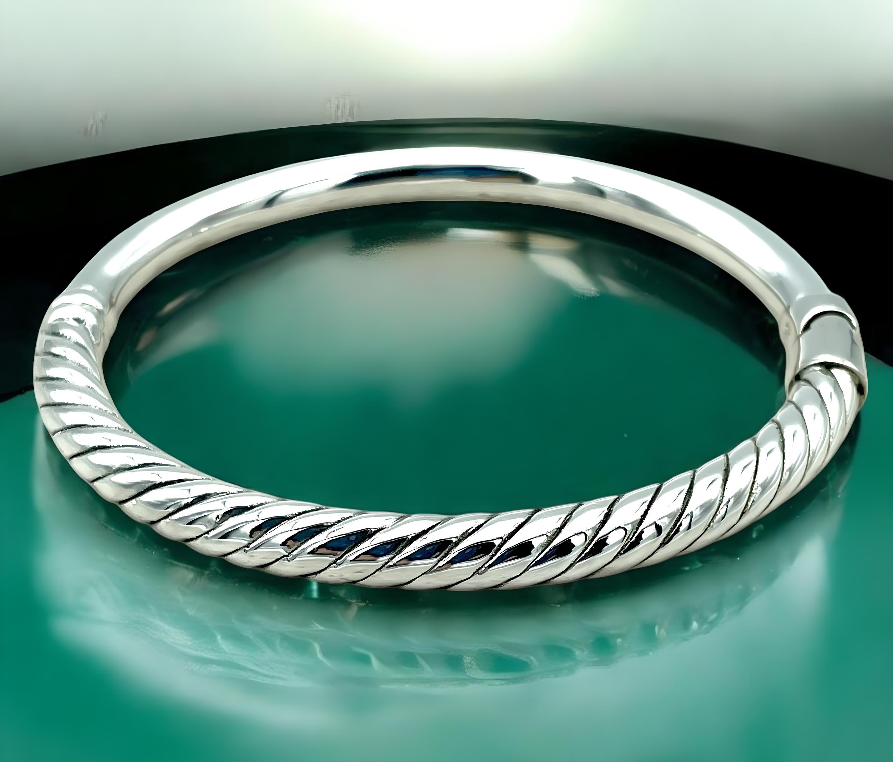 アクセサリー Vintage Silver Twist Bar Bangle 925 925 STERLING SILVER TWISTED DESIGN 6.5