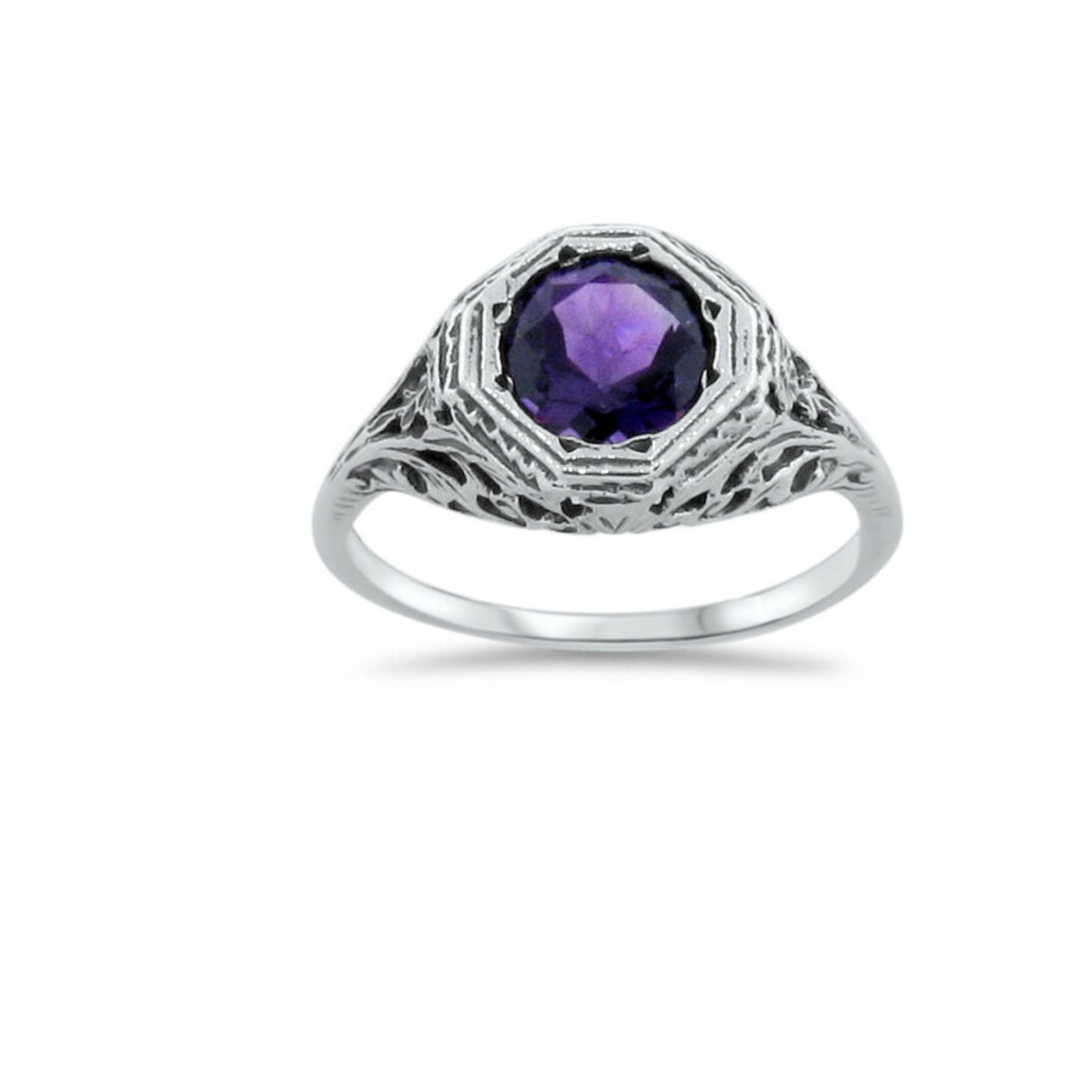 Amethyst and Diamond Sterling 925 Ring (JL) Amethyst and Diamond Sterling 925 Ring (JL)