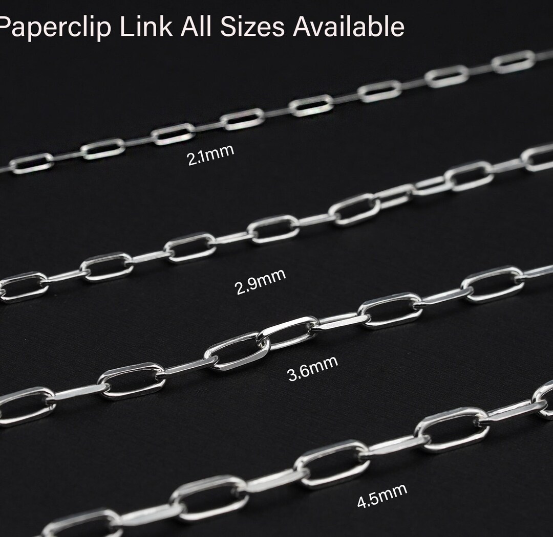 925 Sterling Silver Paperclip Chain Necklace Bracelet – Made In Italy – 4mm – Sizes 7 To 30 Inch