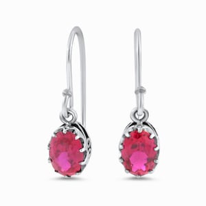 Vintage Ruby Filigree Earrings In 925 Solid Sterling Silver         435