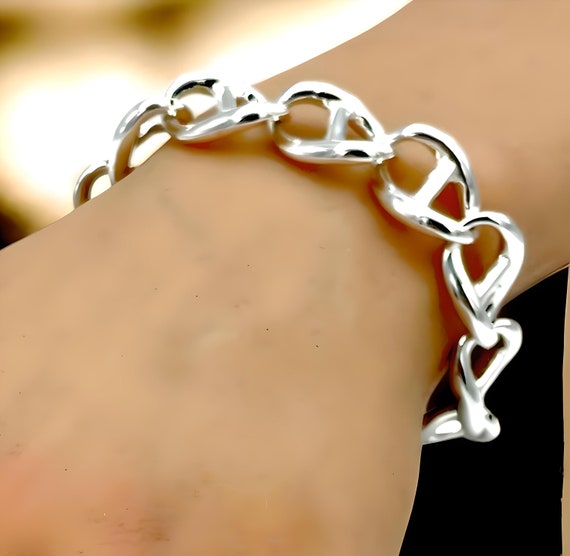 Sterling Silver Anchor Link Bracelet: Lightweight 7.5