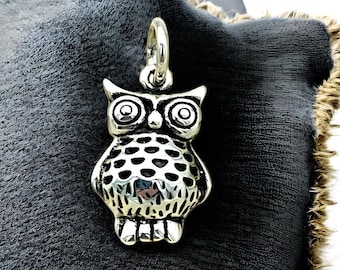925 Sterling Silver Owl Pendant: Dainty Bird Necklace, Nature Charm, Optional Chain 1701