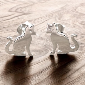 925 Sterling Silver Cat Push-Back Stud Earrings, Cute Animal Jewelry for Everyday Wear,Unique Pet Lover Gift,Cat Lover Birthday Present 1995