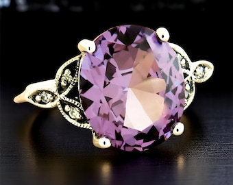 Vintage 6 Carat Alexandrite Filigree Ring In 925 Solid Sterling Silver, Cz Accent Stones, Everyday Wear Jewelry, June Birthstone Gift 1173