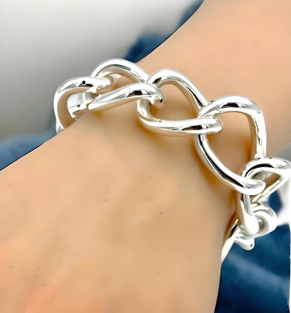 925 Sterling Silver Oval Curb Link Bracelet - 8