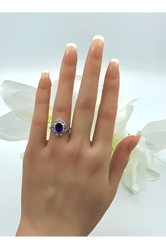 Vintage Estate Natural Amethyst & Cubic Zirconia … - image 2