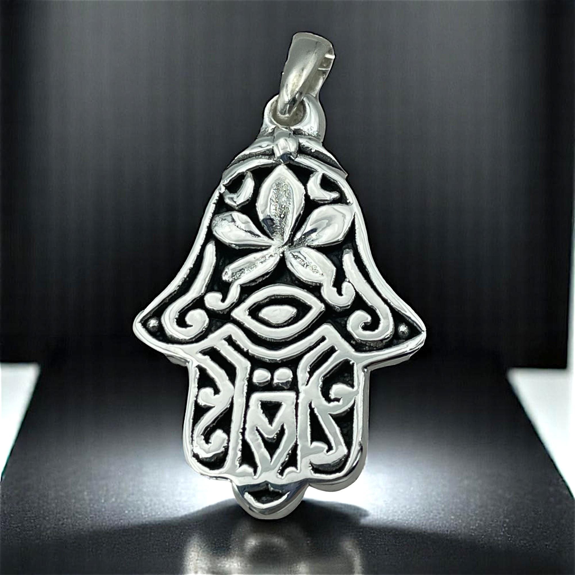 925 Sterling Silver Hamsa Hand Pendant, Lightweight Everyday Jewelry,Unique Spiritual Charm,Ideal Birthday Gift,Adjustable Chain Option 1686