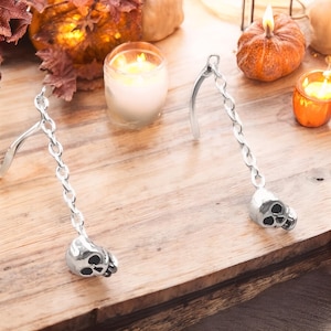 Sterling Silver Skull Threader Earrings: Punk Rock Statement Jewelry 2003