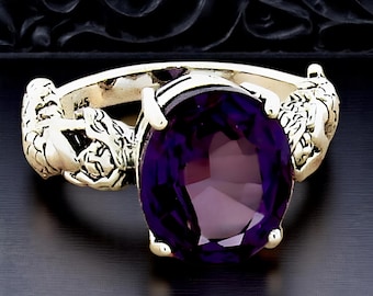 Vintage Mermaid 3.50 Carat Alexandrite Ring Color Changing 925 Sterling Silver Jewelry 812