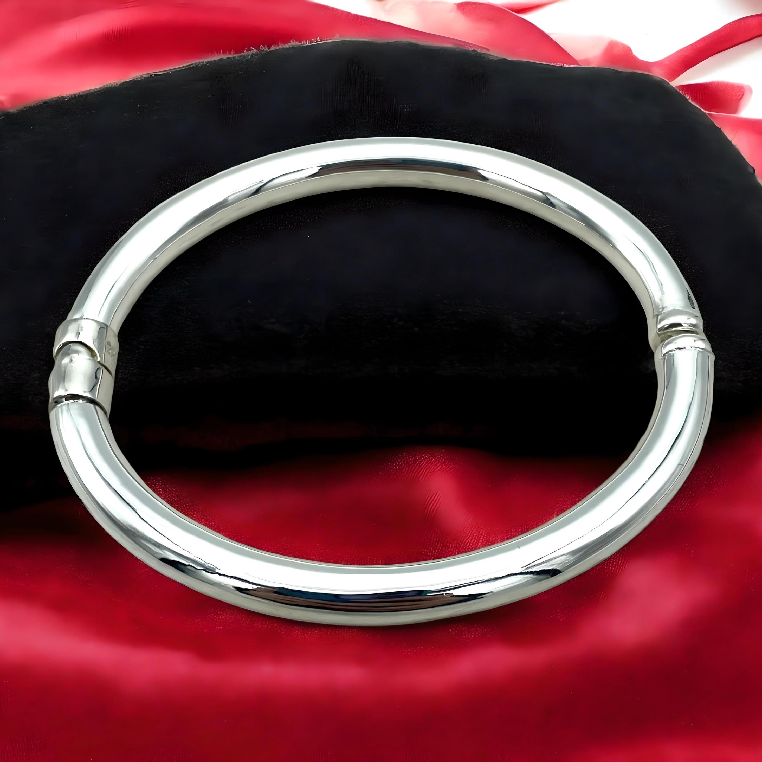 925 Sterling Silver Spring Hinged Bangle Bracelet - 6 1/2