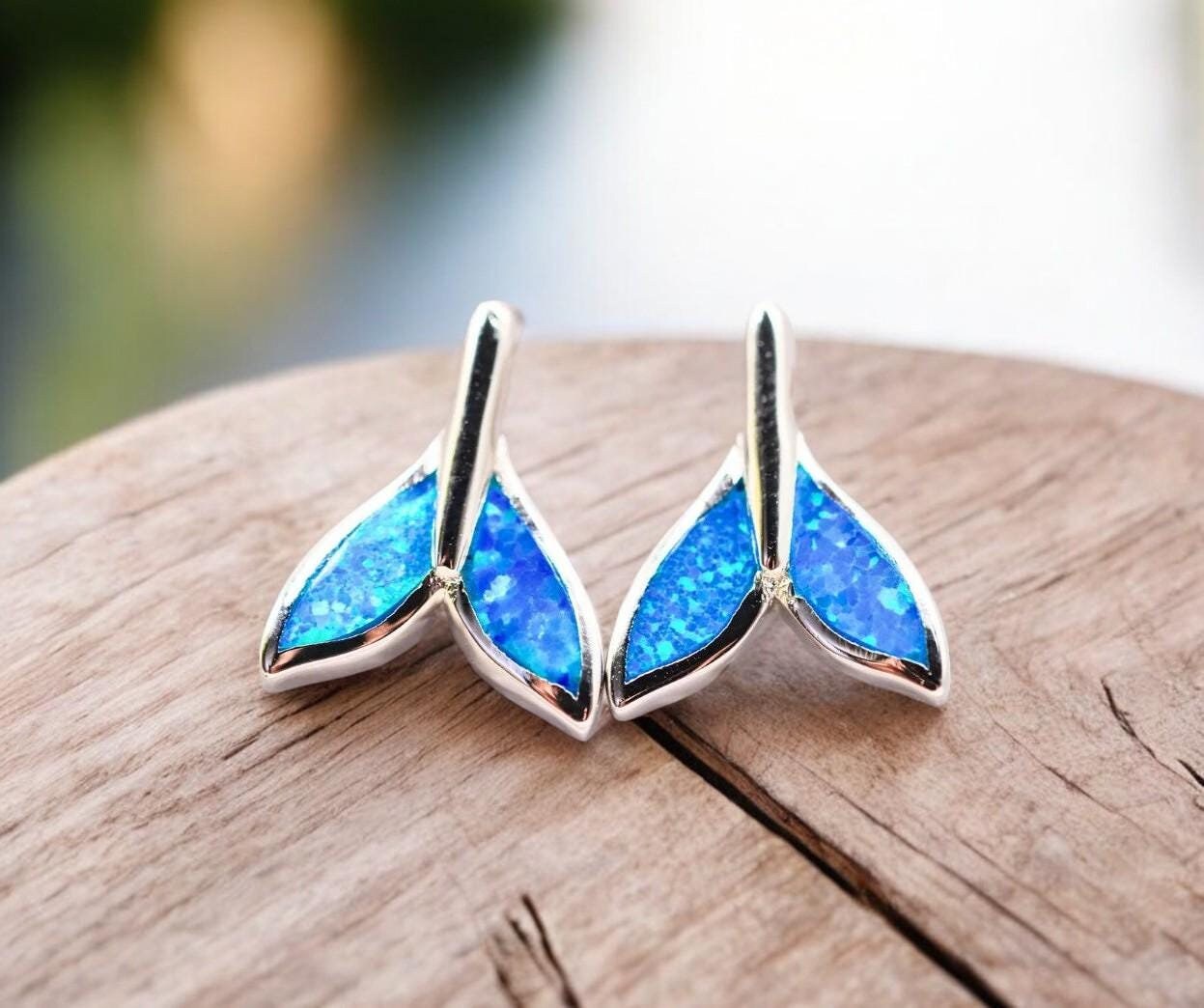 Cute Little Blue Whale Earrings 925 Sterling Silver Marine...