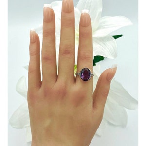 Vintage Solitaire Amethyst In 925 Solid Sterling Silver Ring 1341 image 3