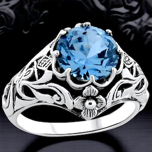 Ring Sizes 5 Through 10 Natural 1.25 Carat Sky Blue Topaz in