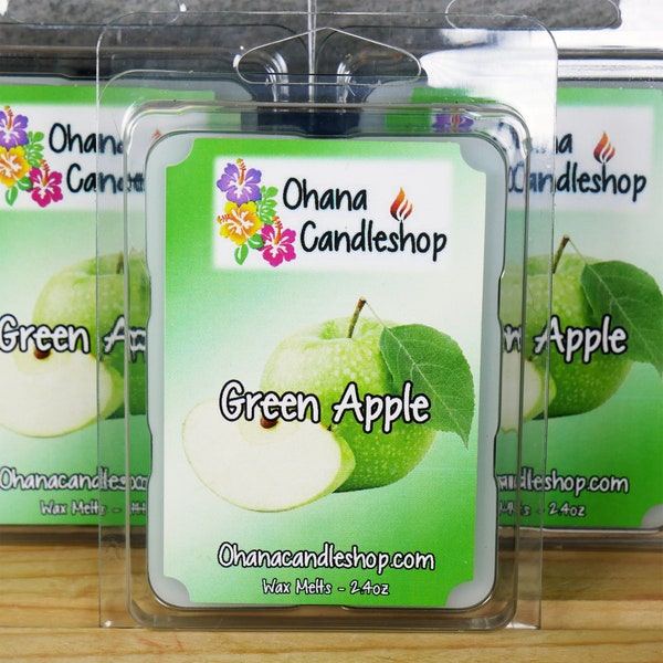 Green Apple Wax Melts, Apple Scented, Sour Apple, Tart Apple, Apple Wax Melts, Strong Scented, Long Lasting Wax Melts, Ohana Candleshop