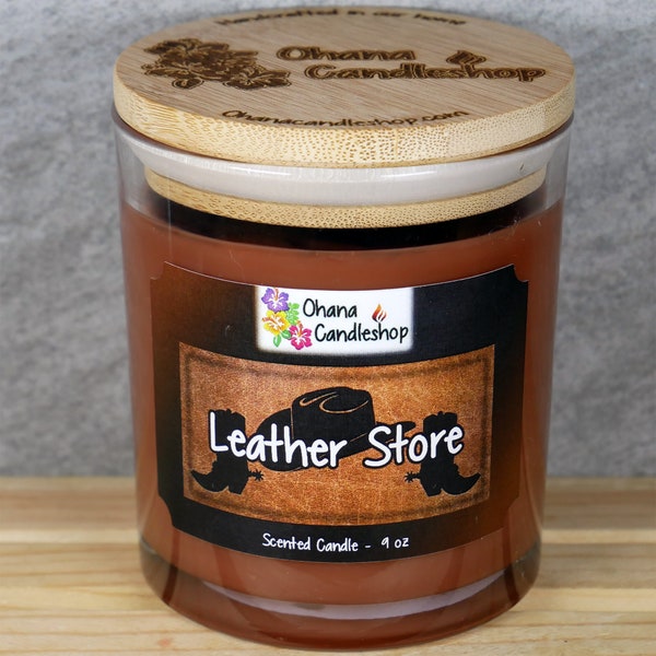 9oz Leather Store Scented Candle, Leather Candle, Leather Scented, Soy Candle, Genuine Leather, Strong Scented, Ohana Candleshop