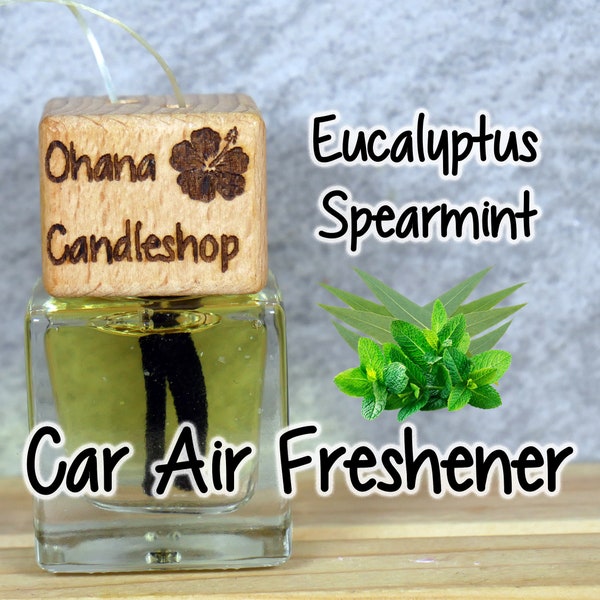 Eucalyptus Spearmint Air Freshener, Car Air Freshener, Mint Scented, Aromatherapy, Energize, Strong Scented, Long Lasting, Ohana Candleshop