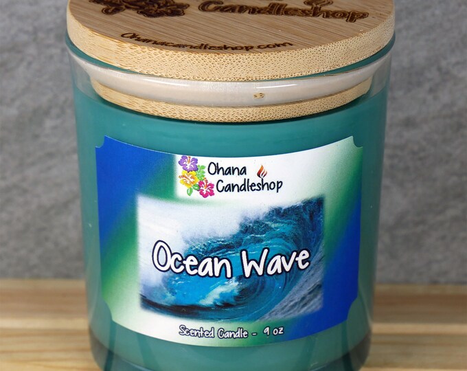 9oz Ocean Wave Scented Candle, Beach Scented Candle, Ocean Candle, Soy Candle, Strong Scented, Long Lasting, Ohana Candleshop