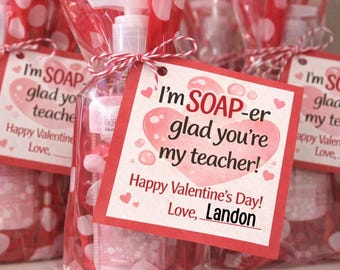 Soap Valentine Tags Printable | Editable Hand Soap Valentine | Classroom Valentine Gift | Teacher Valentine| Digital Download