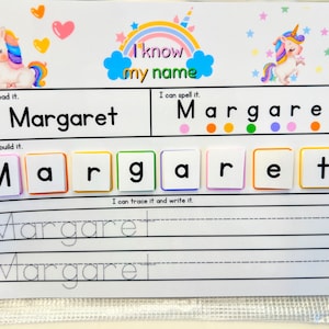 Dry Erase Name Mat, I Know My Name Learning Mat, Name Tracing Mat, Custom Name Mat, Preschool, Toddlers Learning, Montessori, Learning Fun