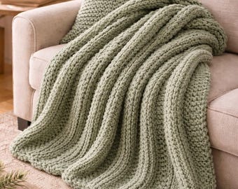 Chunky Ribbed Crochet Blanket Pattern: Beginner- Friendly PDF