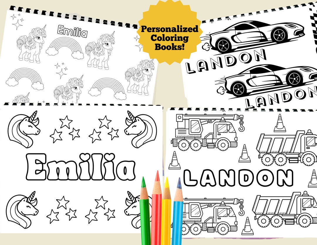 Personalized Kids Coloring Book, Custom Name Coloring Book for Kids ...