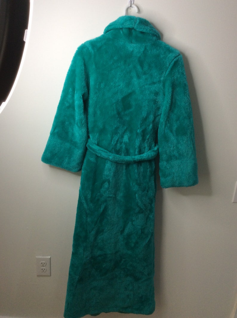 Vintage Borg Fluffy Faux Fur Teal Green Womans Robe Size | Etsy