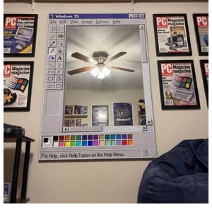 May include: A rectangular wall mirror designed to resemble the Windows 95 Paint software interface. The frame features a toolbar on the left, a color palette at the bottom, and the text "Windows 95" and "For Help, click Help Topics on the Help Menu."