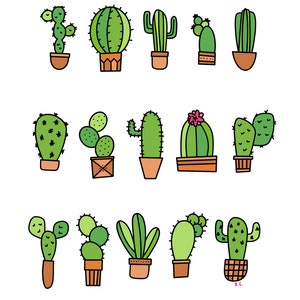 Dibujo para colorear de Cactus Party / Cute Cactus Doodle, Descargable, Imprimible, Página
