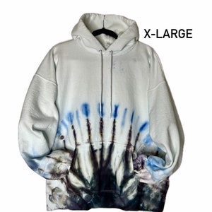 Blue flame ice dye hoodie/tie dye sweatshirt/unisex X-Large/one of a kind/cotton