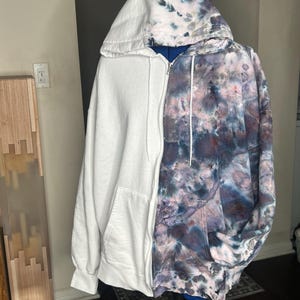 Full zip tie dye hoodies/hand dyed/heavyweight 90% cotton/unisex 2X-LARGE/one of a kind/cozy wear/festival gear