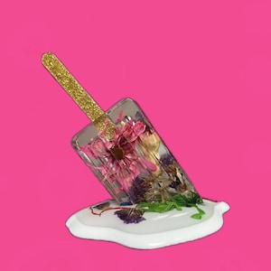 Melting popsicle resin sculpture/home decor/pop art/flowers in resin