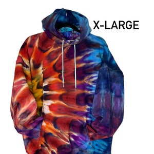 Colorful ice dye hoodie/tie dye sweatshirt/unisex X-Large/one of a kind/cotton