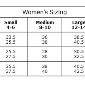 Pode incluir: Um gr&aacute;fico mostrando o tamanho da roupa para mulheres em tamanhos dos EUA, com medidas de busto, cintura e quadril em polegadas. Os tamanhos variam de XS (0-2) a 2X (18).