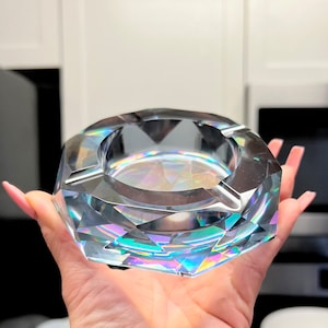 Black transparent holographic resin ashtray