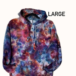 Colorful ice dye hoodie/tie dye sweatshirt/unisex Large/one of a kind/cotton