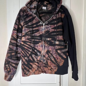 Reverse tie dye/Full zip tie dye hoodies/hand dyed/heavyweight 90% cotton/vibrant patterns and colors/unisex XX-LARGE/one of a kind/cozywear