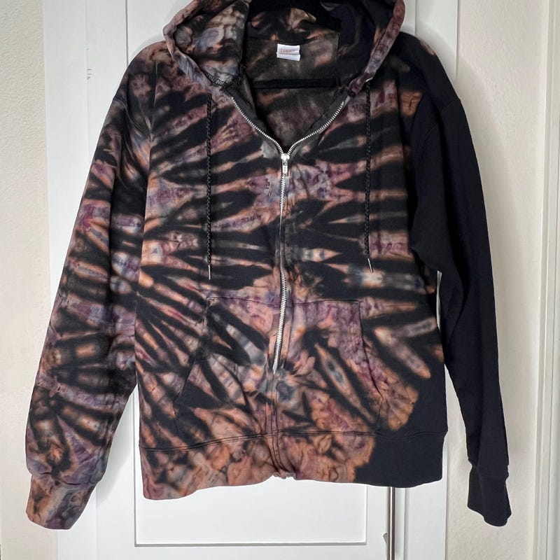 Tie Dye Blue Men's Zip Up Hoodie