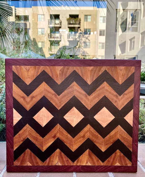Custom Edge Grain Cutting Board - Black Walnut, Hard Maple, Purple Heart