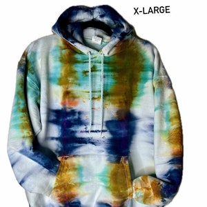 Colorful ice dye hoodie/tie dye sweatshirt/unisex X-Large/one of a kind/cotton