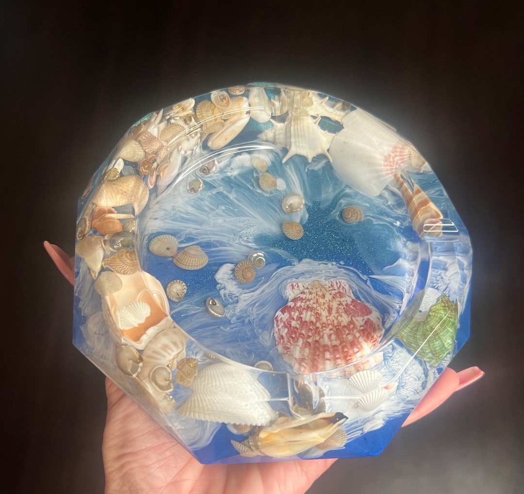 Extra Large Beach Ashtray/resin Trinket Dish/seashell Art Etsy